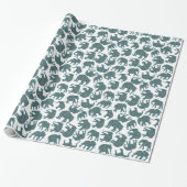 Custom Ditzy Paisley Olifanten op Witte Giftwrap Cadeaupapier (Uitgerold)