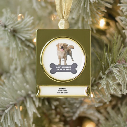Custom Dog Bone Name Ornament Verguld Banner Ornament (Boom)