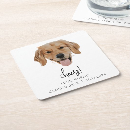Custom Dog Bruiloft Papier Onderzetter Proost Mode (Schuin)