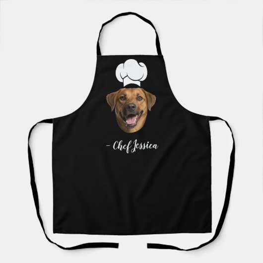 Custom Dog Face & Name Funny Chef Apron Schort (Voorkant)