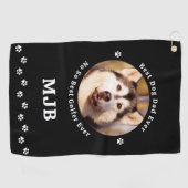 Custom Dog Foto Beste Papa Ever Grappige Golfer Golfhanddoek (Horizontaal)