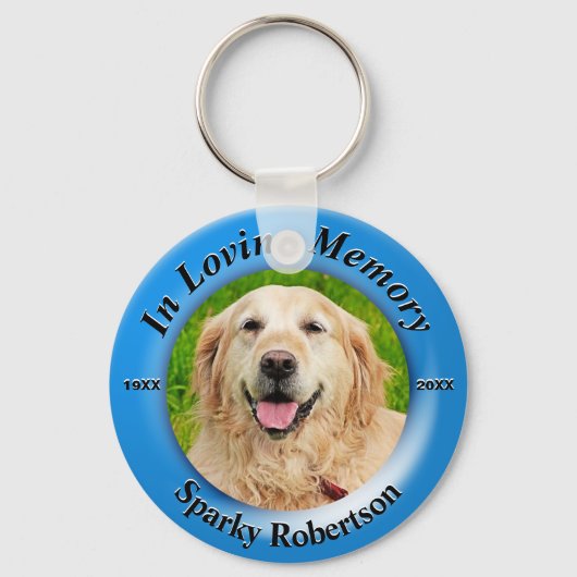 Custom Dog Memorial Blue Sleutelhanger (Voorkant)