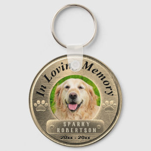 Custom Dog Memorial Gold Sleutelhanger