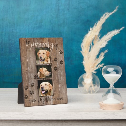 Custom Dog Memorial Rustic Wood look Fotoplaat (Zijkant)