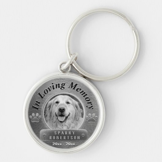 Custom Dog Memorial Silver Sleutelhanger (Voorkant)
