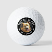 Custom Dog Photo BEST DAD BY PAR Monogram Pawprint Golfballen (Voorkant)