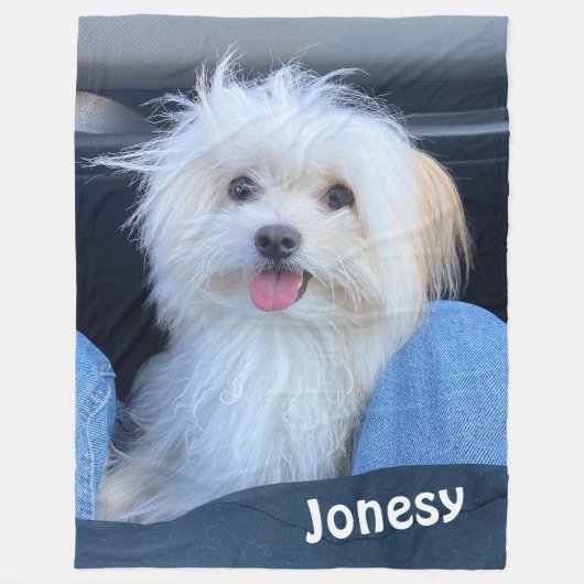 Custom Dog Photo Blanket with Pet's Name  Fleece Deken (Voorkant)