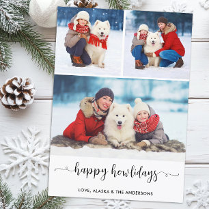 Custom Dog Photo Collage Kerstmis Happy Howholiday Feestdagenkaart