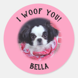 Custom Dog Photo I Woof You Stickers