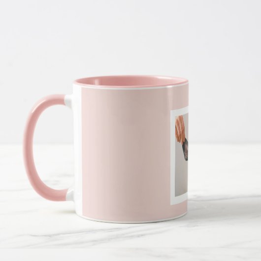 Custom Dog Photo Mok met Pastel Roze Lijst | Schat (Links)