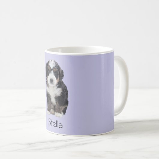 Custom Dog Photo Mok – Misty Lila met Pet Name (Voorkant rechts)