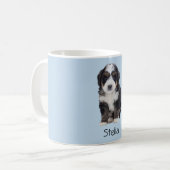 Custom Dog Photo Mok – Poederblauw met Pet Name (Voorkant links)