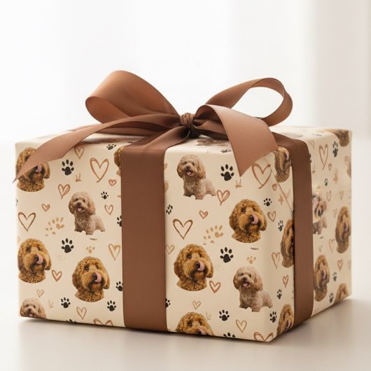 Custom Dog Photo  – Neutral Valentine Cadeaupapier