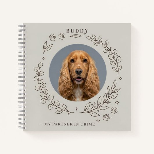 Custom Dog Photo Notebook | Elegant Pet Keepsake Notitieboek (Voorkant)