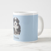 Custom Dog Photo – Poederblauw met Pet Name - Extra Grote Beker (Voorkant rechts)