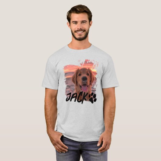 Custom Dog Photo T-Shirt – Personalized Pet Name T (Voorkant volledig)