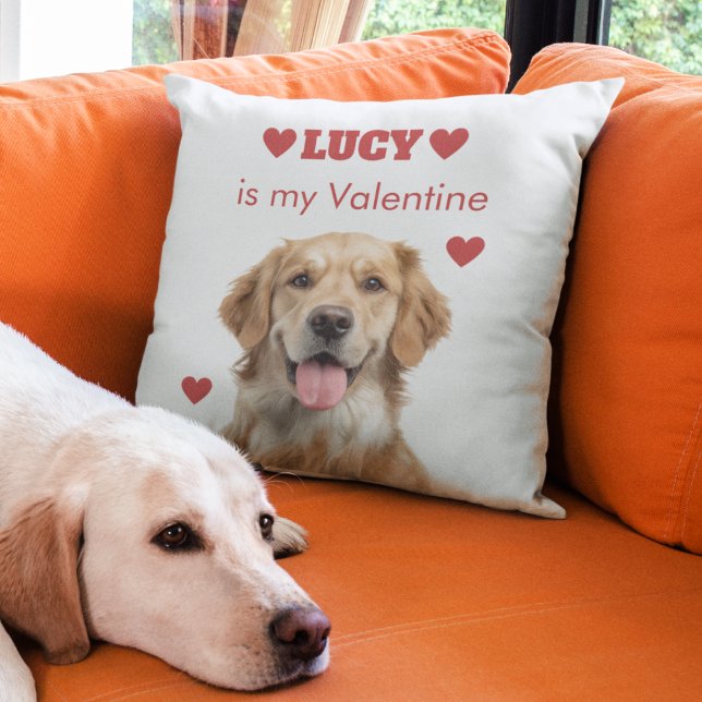 Custom Dog Photo Valentine's Day Pillow Kussen (Creator heeft geüpload)