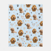 Custom Dog Photo with Hearts Blue Fleece Deken (Voorkant)