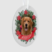 Custom Dog Photo with Name Poinsettia Wreath (devant)