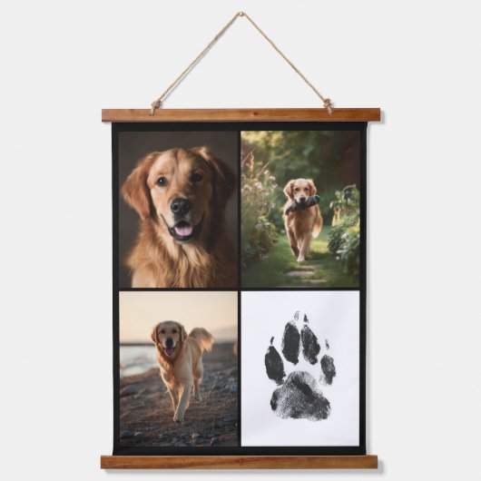 Custom Dog Photos Collage Paw Print Personalized Hangend Wandkleed (Voorkant)