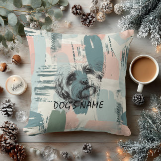Custom Dog Portrait Abstract Brushstroke Pillow Kussen