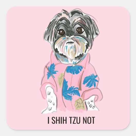 CUSTOM DOG SHIHTZU VOEG UW EIGEN VIERKANTE STICKER (Voorkant)