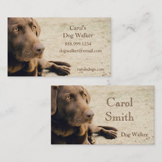 Custom Dog Walker, Pet Sitting Business Service Visitekaartje (Voorkant / Achterkant)