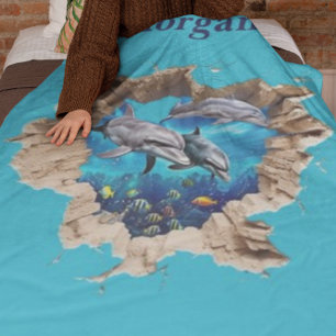 Custom Dolphin Design - Cadeau voor kinderen en vo Fleece Deken