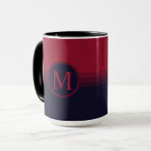 Custom Donker Navy Blauw Rood Maroon Kleur Blok Mok (Voorkant links)