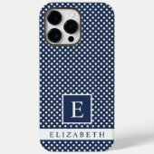 Custom Donker Navy Blauw Wit Polka Dot Design Case-Mate iPhone Case (Achterkant)
