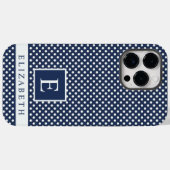 Custom Donker Navy Blauw Wit Polka Dot Design Case-Mate iPhone Case (Achterkant (horizontaal))