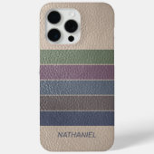 Custom Donkerblauw Beige Bruin Paarse Groene Strep Case-Mate iPhone Case (Achterkant)