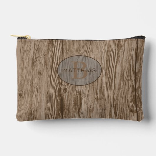 Custom Donkerbruin Tan Beige Woodgrain Patroon Etui (Voorkant)