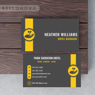 Custom Donkergrijs Zwart Geel Hospitality Business Visitekaartje