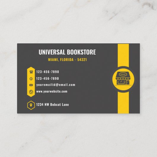 Custom Donkergrijs Zwart Geel Retail Shop Visitekaartje (Achterkant)