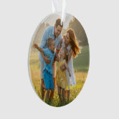 Custom Double Sided Family Two Photo Christmas Cer Ornament (voorkant)