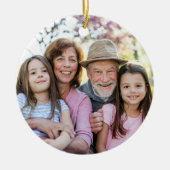 Custom Double Sided Family Two Photo Christmas Keramisch Ornament (Voorkant)