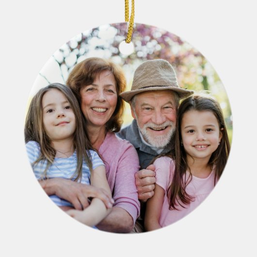 Custom Double Sided Family Two Photo Christmas Keramisch Ornament (Voorkant)