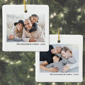 Custom Double Sided Family Two Photo Christmas Keramisch Ornament