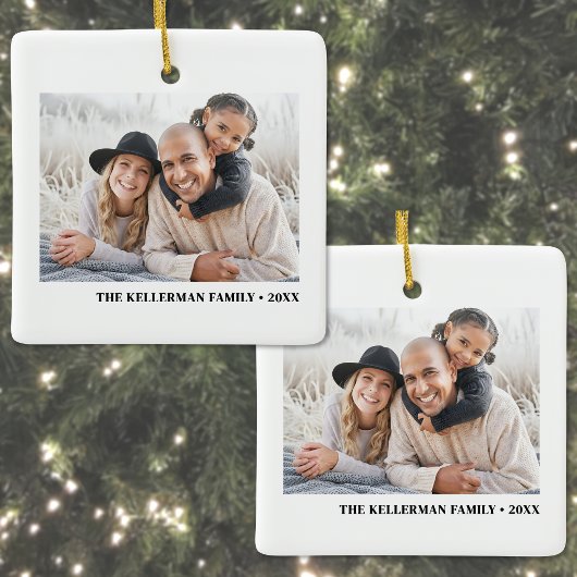 Custom Double Sided Family Two Photo Christmas Keramisch Ornament