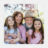 Custom Double Sided Family Two Photo Christmas Metalen Ornament (Voorkant)