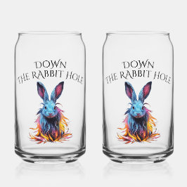 Custom Down the Rabbit Hole Blue Bunny Blikvorm Glas