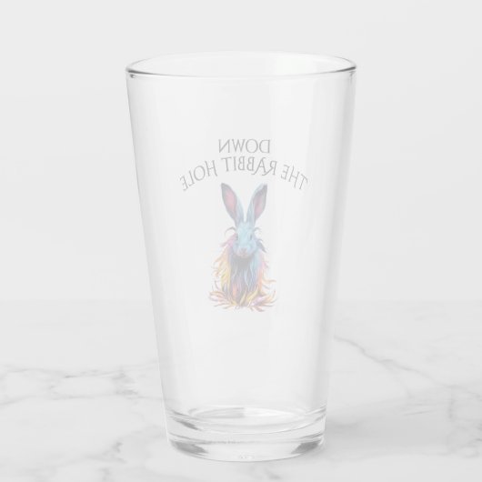 Custom Down the Rabbit Hole Blue Bunny Glas (Achterkant)