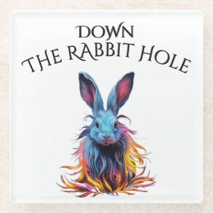 Custom Down the Rabbit Hole Blue Bunny Glazen Onderzetter
