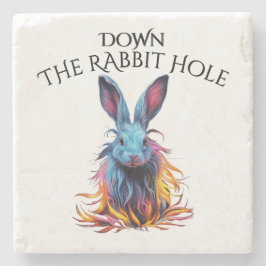Custom Down the Rabbit Hole Blue Bunny Stenen Onderzetter