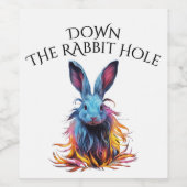 Custom Down the Rabbit Hole Blue Bunny Wijn Etiket (Enkel label)