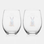 Custom Down the Rabbit Hole Blue Bunny Wijnglas Zonder Voet (Achterkant)
