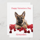 Custom Duitse herder fluweel harten Valentijn Feestdagenkaart (Voorkant / Achterkant)