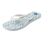 Custom Dusty Blue Bloemen Patroon Monogram Teenslippers (Schuin)