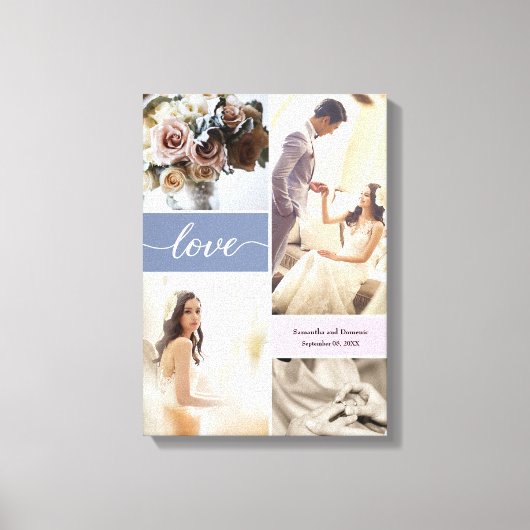 Custom Dusty Blue en Pink Wrapped Canvas (Voorkant)